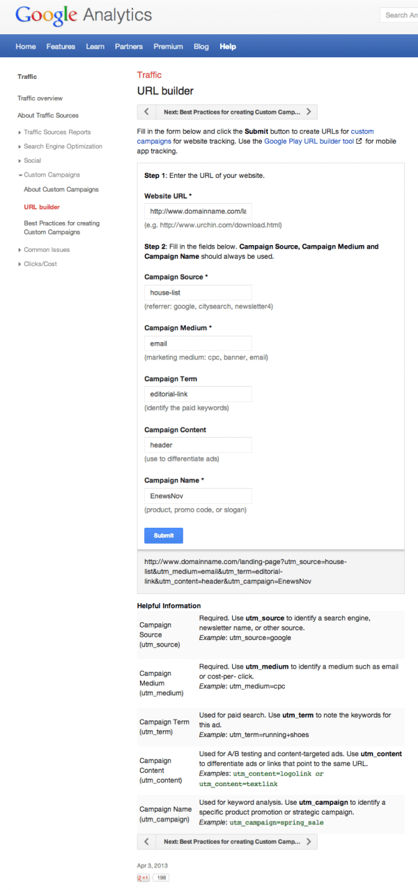 If you want to try setting up Google Analytics, try the Google URL ...