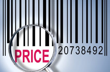 Price under magnifyng glass on barcode