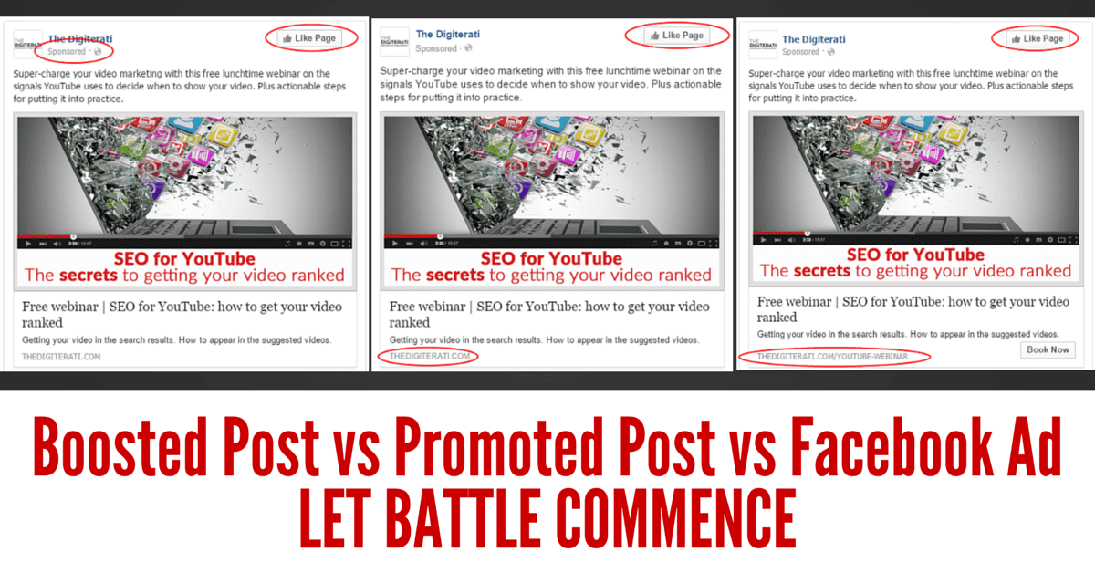 Boosted posts vs promoted posts vs separate ads on Facebook