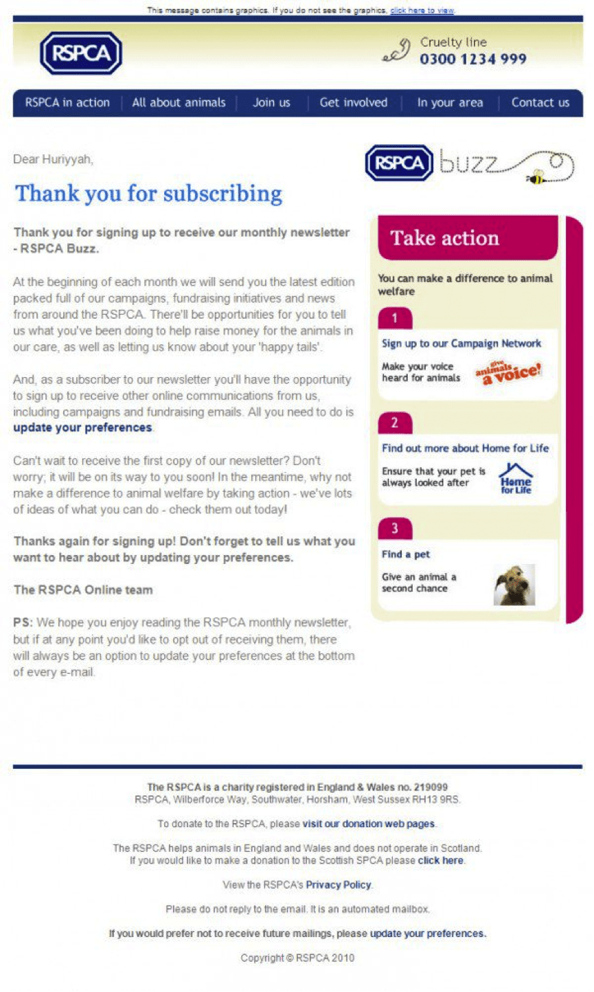 RSPCA Email Smart Insights