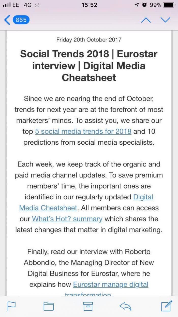 Smart Insights mobile optimized email 2