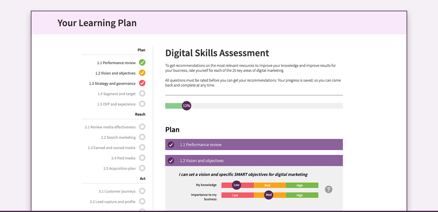 Personalized Learning Plan screenshot