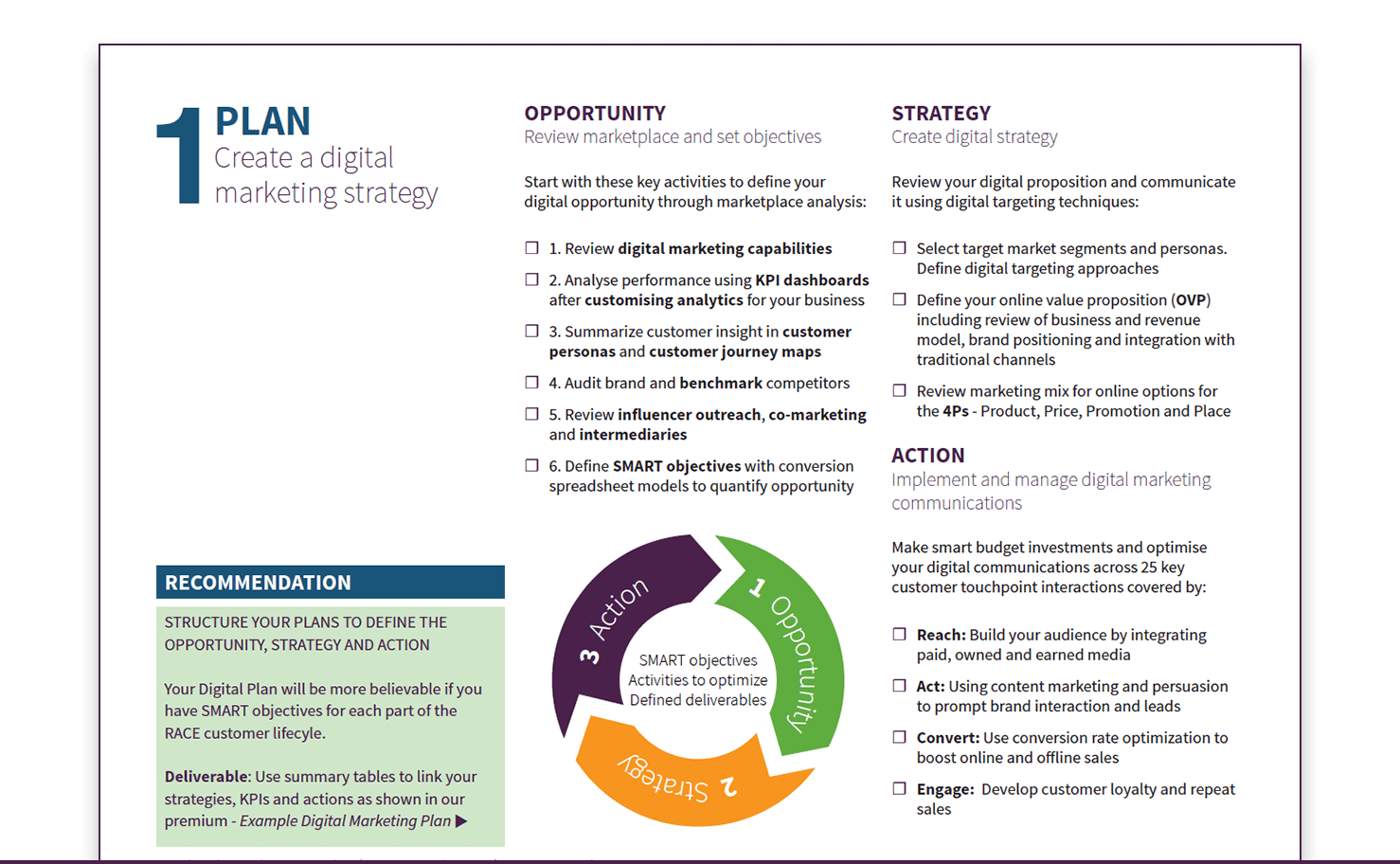 RACE digital planning template screenshot