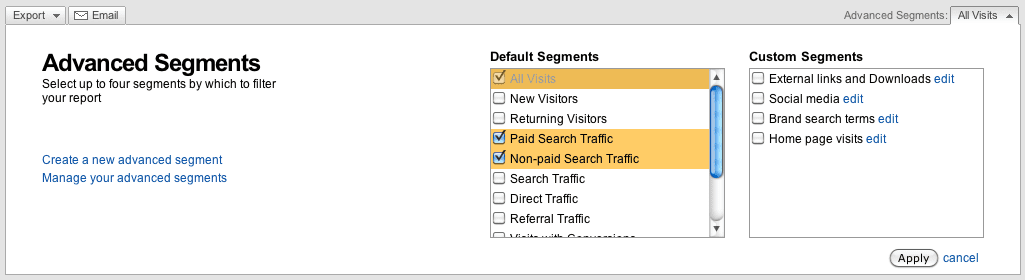 Google Analytics Advanced Segments