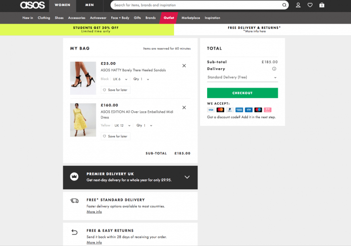 ASOS Shopping Cart