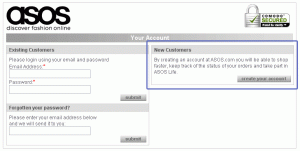 ASOS force new customers to create an account to place their first order