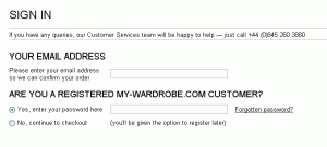 My-wardobe checkout options for new and existing customers