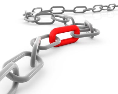 Chain links with one highlighted in red