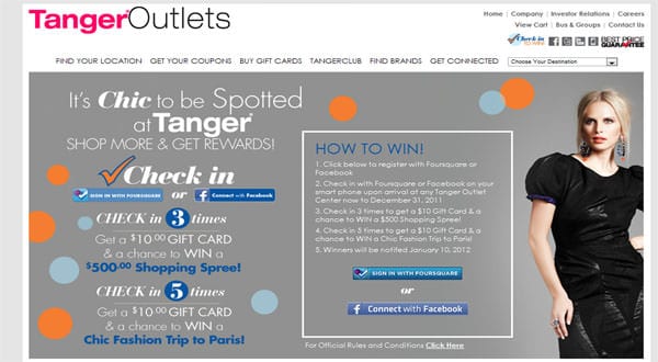 Tanger Rewards Sign-up Page