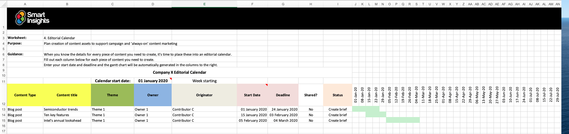 Editorial Calendar Template Excel from www.smartinsights.com