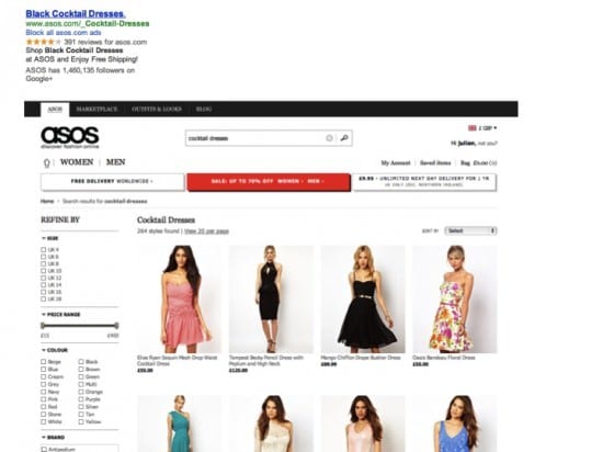 ASOS landing page