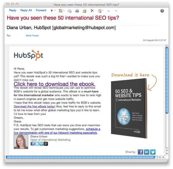 Hubspot SEO email