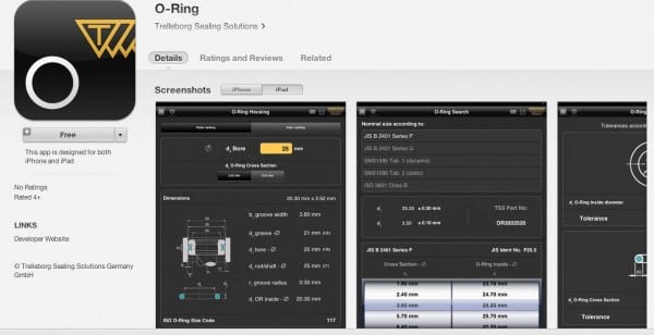 Trelleborg O ring ipad app Oct 2013
