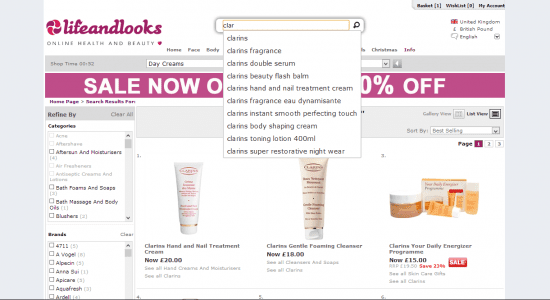 lifeandlooks on-site search from home page