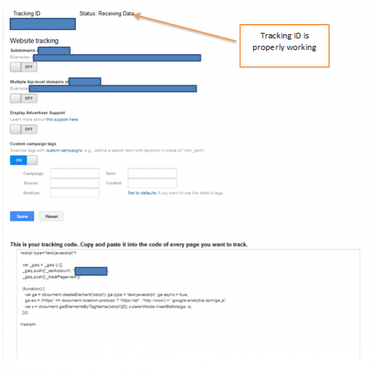 Tracking ID on Google Analytics