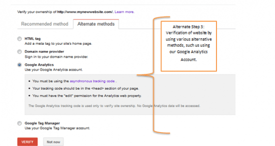 Google Analytics verification from Google Google Webmaster Tools