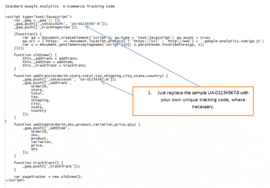 Standard Analytics tracking code