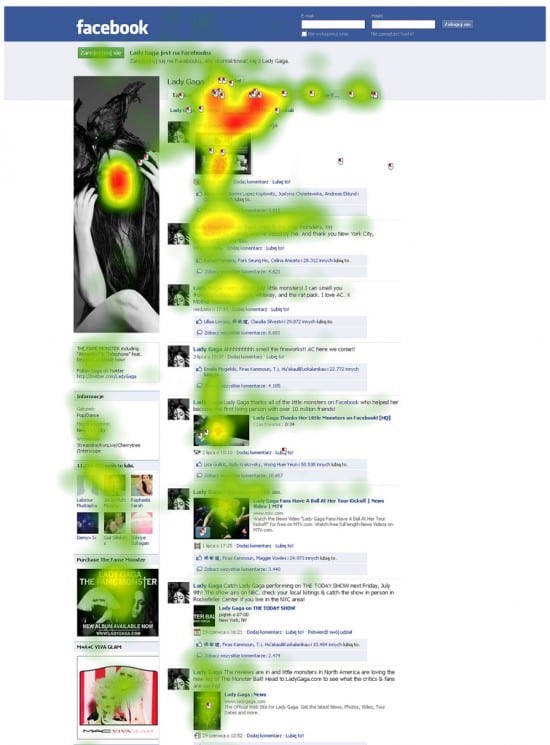 Heat map of Lady Gaga Facebook page