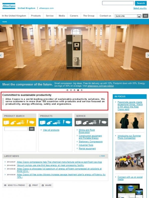 3.8 Atlas Copco home page