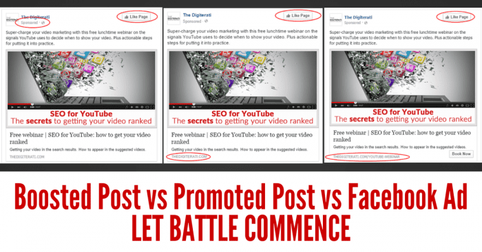 Boosted Post vs Promoted Post vs Facebook Ad