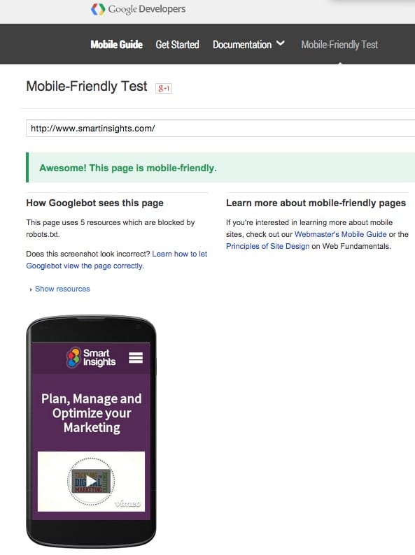 Google Algo Mobile Friendly Test