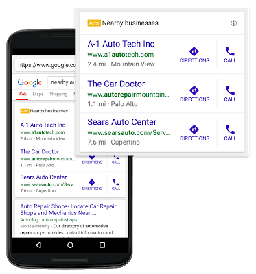 Google Mobile Location extensions