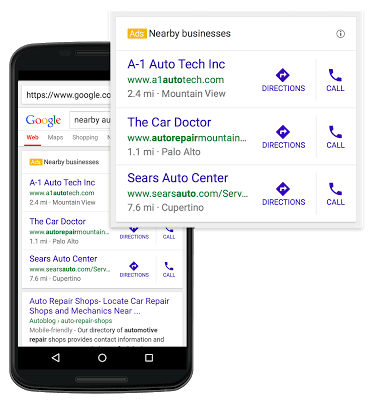 Google Mobile Location extensions