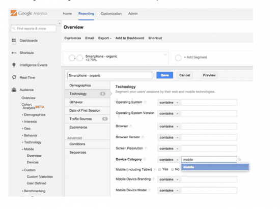 Google analytics reporting on your mobile keywords