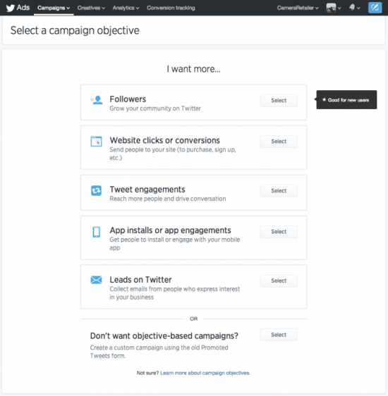 Twitter Objective ads