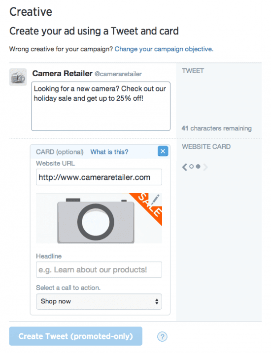 Twitter ad example campaign