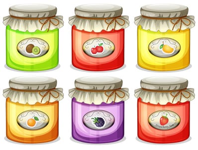 Six jam jars