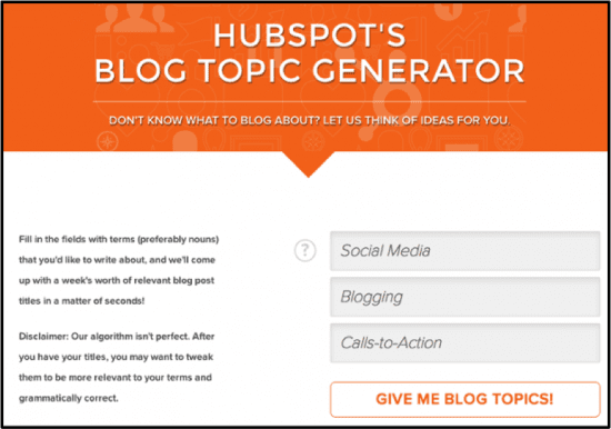 hubspot's blog idea generator