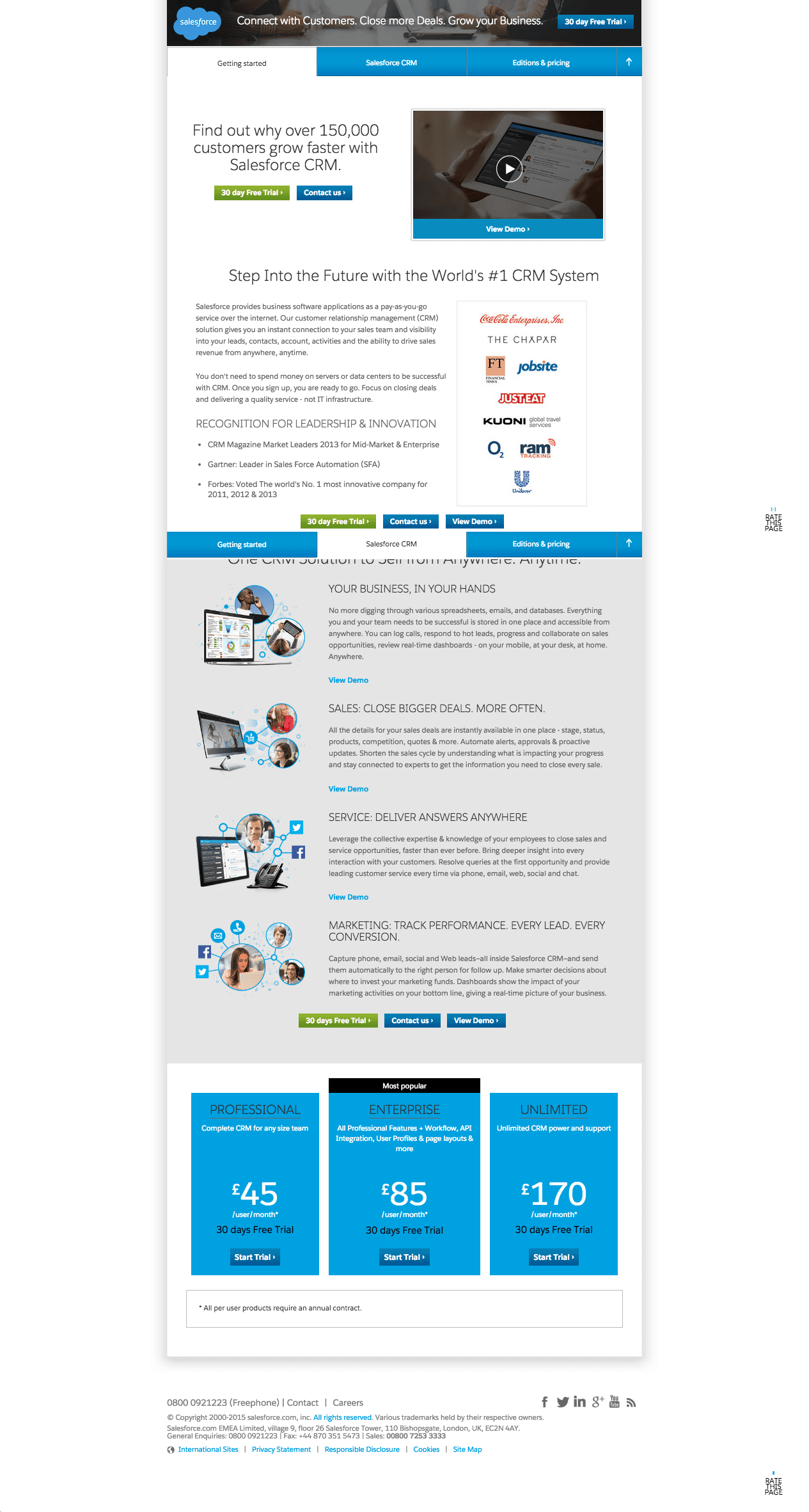Landing page mobile layout
