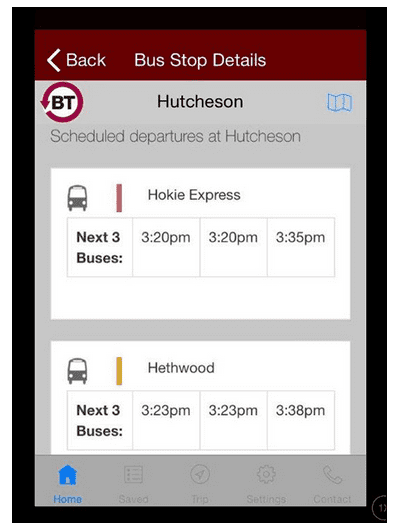 BT4U app technology used by Blacksburg Transit