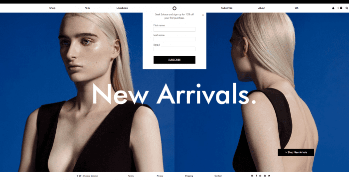 Ecommerce site selling women's dresses