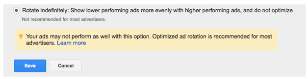 google adwords rotate indefinitely 