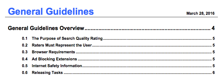 Google Quality Rater Guidelines