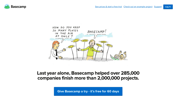 Basecamp landing page 