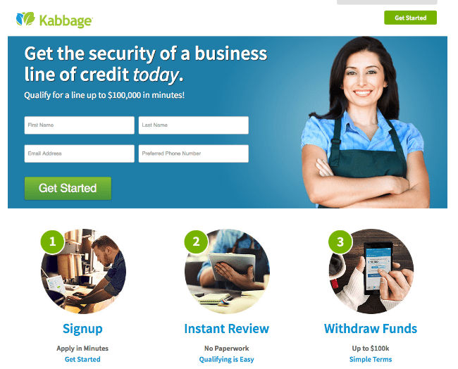 kabbage landing page 