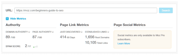 page link metrics moz guide to SEO 