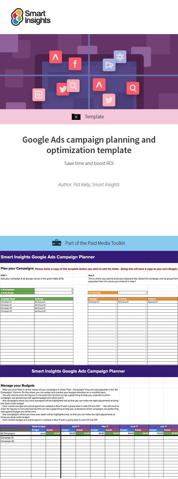 Google Ads campaign planning and optimization template Smart Insights