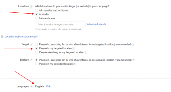 select language for target audience - google ads