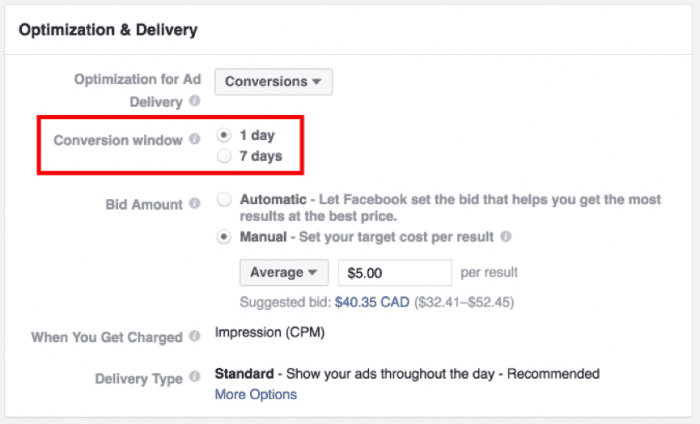 conversion window options