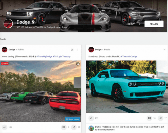 Dodge Google+