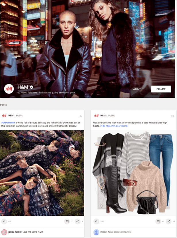 H&M Google+