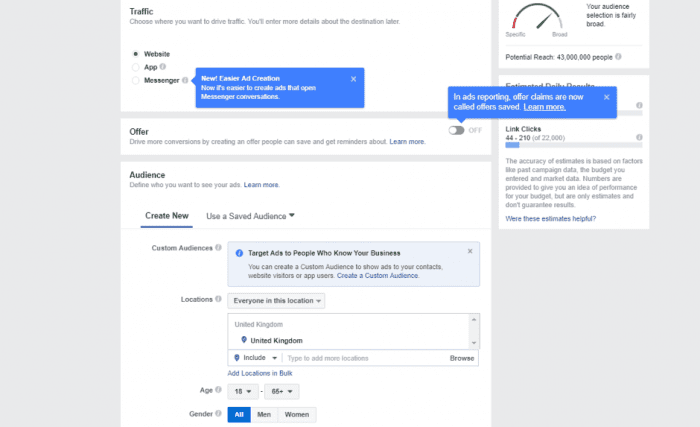 facebook ad creation process 2nd step