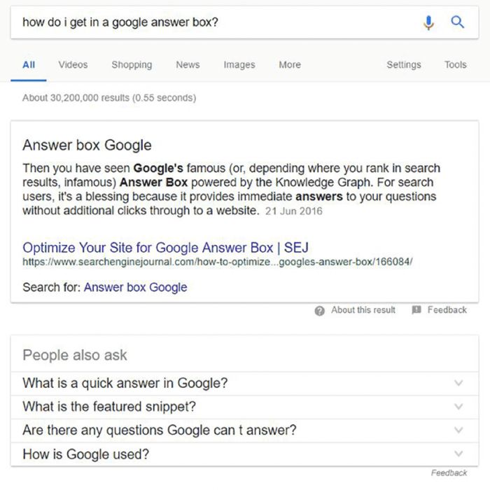 answer Box Google