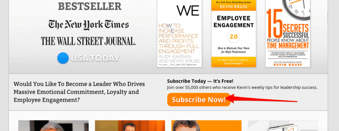 Home page call to action