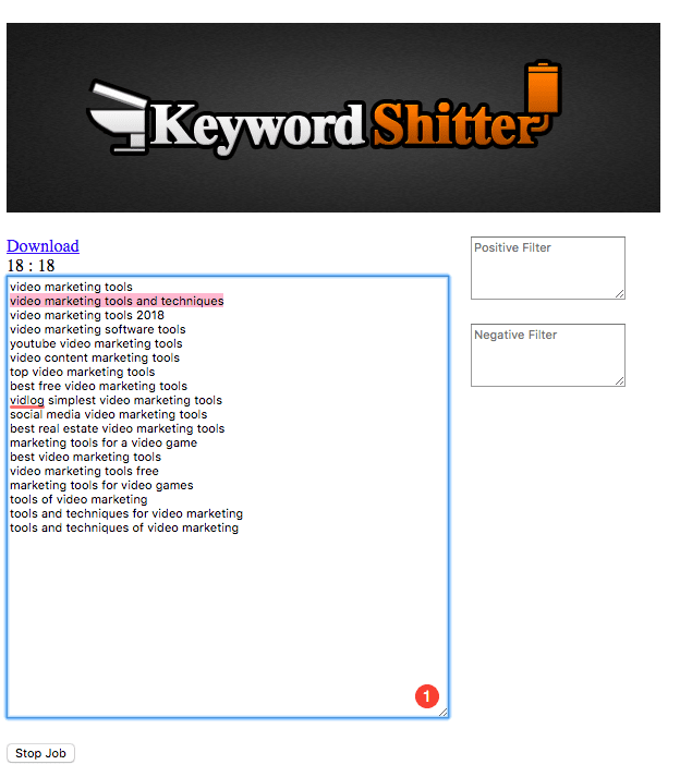 Image of Keyword Shitter for Video Marketing