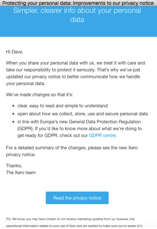 Xero Email Example